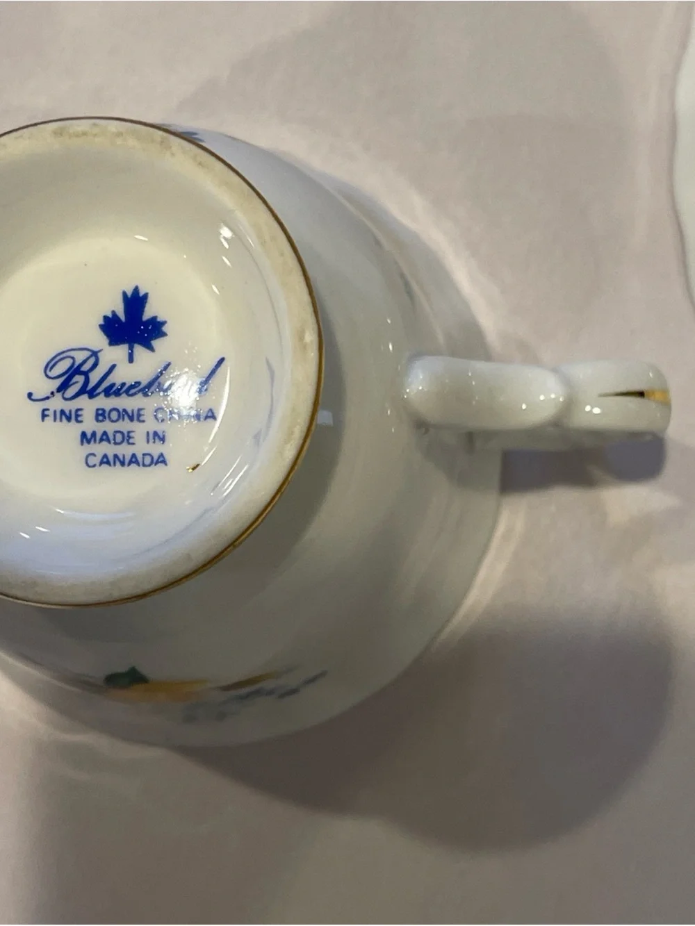 vtg Bluebird  Fine Bone China TEA CUP & SAUCER numbered FOOTED yellow roses